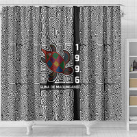 Indigenous Regions of Panama Guna de Madungandí Shower Curtain with Colorful Turtle and Black White Geometric Pattern - Wonder Print Shop