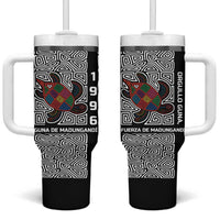 Indigenous Regions of Panama Guna de Madungandí Tumbler With Handle with Colorful Turtle and Black White Geometric Pattern - Wonder Print Shop