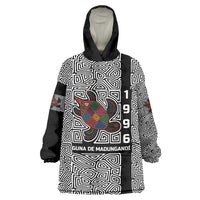 Indigenous Regions of Panama Guna de Madungandí Wearable Blanket Hoodie with Colorful Turtle and Black White Geometric Pattern - Wonder Print Shop