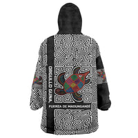 Indigenous Regions of Panama Guna de Madungandí Wearable Blanket Hoodie with Colorful Turtle and Black White Geometric Pattern - Wonder Print Shop