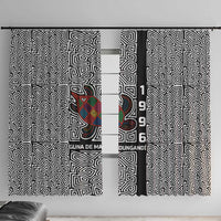 Indigenous Regions of Panama Guna de Madungandí Window Curtain with Colorful Turtle and Black White Geometric Pattern - Wonder Print Shop