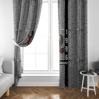 Indigenous Regions of Panama Guna de Madungandí Window Curtain with Colorful Turtle and Black White Geometric Pattern - Wonder Print Shop
