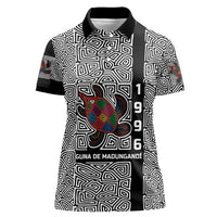 Indigenous Regions of Panama Guna de Madungandí Women Polo Shirt with Colorful Turtle and Black White Geometric Pattern - Wonder Print Shop