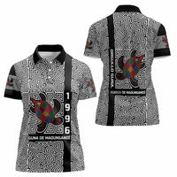 Indigenous Regions of Panama Guna de Madungandí Women Polo Shirt with Colorful Turtle and Black White Geometric Pattern - Wonder Print Shop