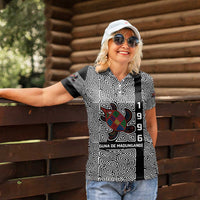 Indigenous Regions of Panama Guna de Madungandí Women Polo Shirt with Colorful Turtle and Black White Geometric Pattern - Wonder Print Shop