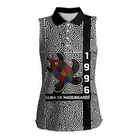 Indigenous Regions of Panama Guna de Madungandí Women Sleeveless Polo Shirt with Colorful Turtle and Black White Geometric Pattern - Wonder Print Shop