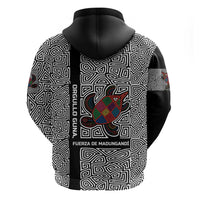 Indigenous Regions of Panama Guna de Madungandí Zip Hoodie with Colorful Turtle and Black White Geometric Pattern - Wonder Print Shop