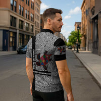 Indigenous Regions of Panama Guna de Madungandí Zipper Polo Shirt with Colorful Turtle and Black White Geometric Pattern - Wonder Print Shop