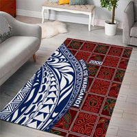 Indigenous Regions of Panama Guna de Wargandí Area Rug with Tribal Pattern and Blue White Nature and People - Wonder Print Shop