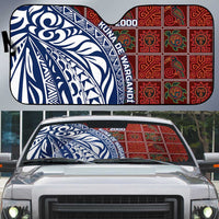 Indigenous Regions of Panama Guna de Wargandí Auto Sun Shade with Tribal Pattern and Blue White Nature and People - Wonder Print Shop