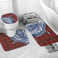 Indigenous Regions of Panama Guna de Wargandí Bathroom Set with Tribal Pattern and Blue White Nature and People - Wonder Print Shop