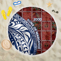 Indigenous Regions of Panama Guna de Wargandí Beach Blanket with Tribal Pattern and Blue White Nature and People - Wonder Print Shop