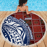 Indigenous Regions of Panama Guna de Wargandí Beach Blanket with Tribal Pattern and Blue White Nature and People - Wonder Print Shop