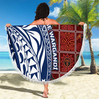 Indigenous Regions of Panama Guna de Wargandí Beach Blanket with Tribal Pattern and Blue White Nature and People - Wonder Print Shop