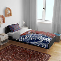 Indigenous Regions of Panama Guna de Wargandí Bedding Set with Tribal Pattern and Blue White Nature and People - Wonder Print Shop