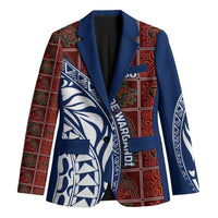 Indigenous Regions of Panama Guna de Wargandí Blazer with Tribal Pattern and Blue White Nature and People - Wonder Print Shop