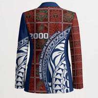 Indigenous Regions of Panama Guna de Wargandí Blazer with Tribal Pattern and Blue White Nature and People - Wonder Print Shop