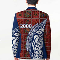 Indigenous Regions of Panama Guna de Wargandí Blazer with Tribal Pattern and Blue White Nature and People - Wonder Print Shop