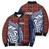 Indigenous Regions of Panama Guna de Wargandí Bomber Puffer Jacket with Tribal Pattern and Blue White Nature and People - Wonder Print Shop