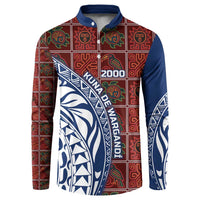 Indigenous Regions of Panama Guna de Wargandí Button Sweatshirt with Tribal Pattern and Blue White Nature and People - Wonder Print Shop