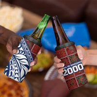 Indigenous Regions of Panama Guna de Wargandí 4 in 1 Can Cooler Tumbler with Tribal Pattern and Blue White Nature and People - Wonder Print Shop