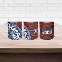 Indigenous Regions of Panama Guna de Wargandí Ceramic Mug with Tribal Pattern and Blue White Nature and People - Wonder Print Shop
