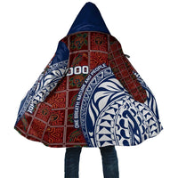 Indigenous Regions of Panama Guna de Wargandí Cloak with Tribal Pattern and Blue White Nature and People - Wonder Print Shop