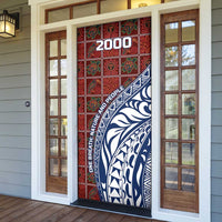 Indigenous Regions of Panama Guna de Wargandí Door Cover with Tribal Pattern and Blue White Nature and People - Wonder Print Shop