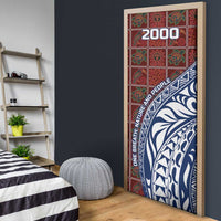 Indigenous Regions of Panama Guna de Wargandí Door Cover with Tribal Pattern and Blue White Nature and People - Wonder Print Shop