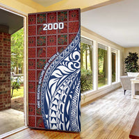 Indigenous Regions of Panama Guna de Wargandí Door Cover with Tribal Pattern and Blue White Nature and People - Wonder Print Shop