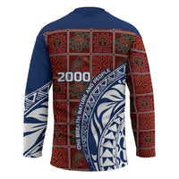 Indigenous Regions of Panama Guna de Wargandí Hockey Jersey with Tribal Pattern and Blue White Nature and People - Wonder Print Shop