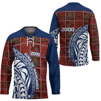 Indigenous Regions of Panama Guna de Wargandí Hockey Jersey with Tribal Pattern and Blue White Nature and People - Wonder Print Shop