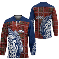 Indigenous Regions of Panama Guna de Wargandí Hockey Jersey with Tribal Pattern and Blue White Nature and People - Wonder Print Shop