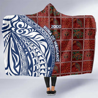 Indigenous Regions of Panama Guna de Wargandí Hooded Blanket with Tribal Pattern and Blue White Nature and People - Wonder Print Shop