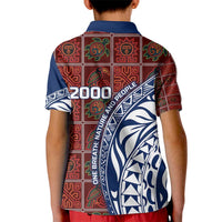 Indigenous Regions of Panama Guna de Wargandí Kid Polo Shirt with Tribal Pattern and Blue White Nature and People - Wonder Print Shop