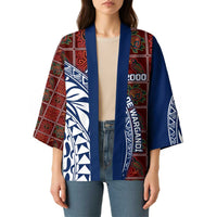 Indigenous Regions of Panama Guna de Wargandí Kimono with Tribal Pattern and Blue White Nature and People - Wonder Print Shop