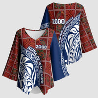 Indigenous Regions of Panama Guna de Wargandí Kimono Sleeve Blouse with Tribal Pattern and Blue White Nature and People - Wonder Print Shop