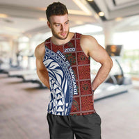 Indigenous Regions of Panama Guna de Wargandí Men Tank Top with Tribal Pattern and Blue White Nature and People - Wonder Print Shop
