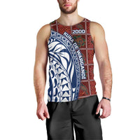 Indigenous Regions of Panama Guna de Wargandí Men Tank Top with Tribal Pattern and Blue White Nature and People - Wonder Print Shop