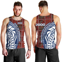 Indigenous Regions of Panama Guna de Wargandí Men Tank Top with Tribal Pattern and Blue White Nature and People - Wonder Print Shop