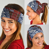Indigenous Regions of Panama Guna de Wargandí Neck Gaiter with Tribal Pattern and Blue White Nature and People - Wonder Print Shop