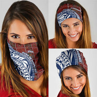 Indigenous Regions of Panama Guna de Wargandí Neck Gaiter with Tribal Pattern and Blue White Nature and People - Wonder Print Shop