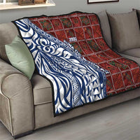 Indigenous Regions of Panama Guna de Wargandí Quilt with Tribal Pattern and Blue White Nature and People - Wonder Print Shop