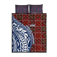 Indigenous Regions of Panama Guna de Wargandí Quilt Bed Set with Tribal Pattern and Blue White Nature and People - Wonder Print Shop