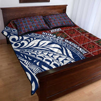 Indigenous Regions of Panama Guna de Wargandí Quilt Bed Set with Tribal Pattern and Blue White Nature and People - Wonder Print Shop