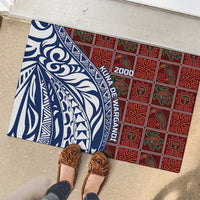 Indigenous Regions of Panama Guna de Wargandí Rubber Doormat with Tribal Pattern and Blue White Nature and People - Wonder Print Shop