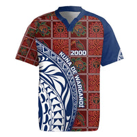 Indigenous Regions of Panama Guna de Wargandí Rugby Jersey with Tribal Pattern and Blue White Nature and People - Wonder Print Shop