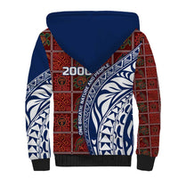 Indigenous Regions of Panama Guna de Wargandí Sherpa Hoodie with Tribal Pattern and Blue White Nature and People - Wonder Print Shop
