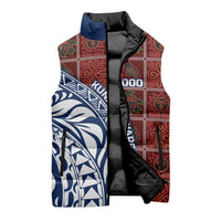 Indigenous Regions of Panama Guna de Wargandí Sleeveless Puffer Jacket with Tribal Pattern and Blue White Nature and People - Wonder Print Shop