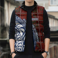 Indigenous Regions of Panama Guna de Wargandí Sleeveless Puffer Jacket with Tribal Pattern and Blue White Nature and People - Wonder Print Shop